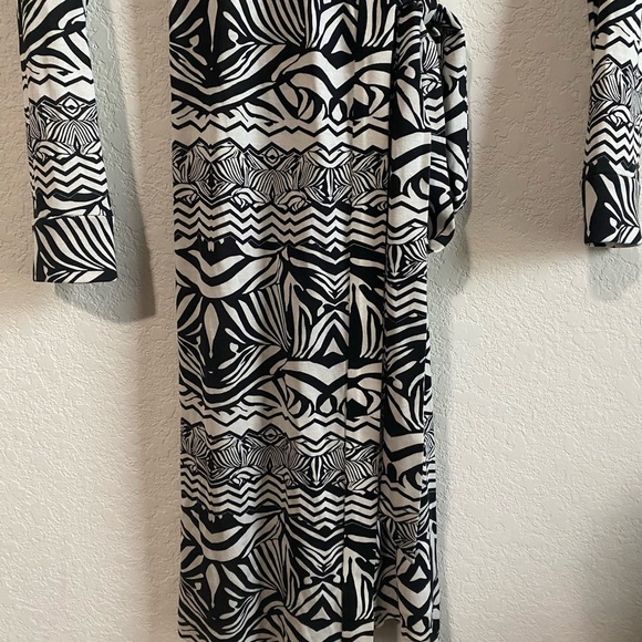 New Diane Von Furstenberg Silk Jeanne Two Zebra Tattoo Black Cream Wrap Dress 4 - Picture 8 of 10